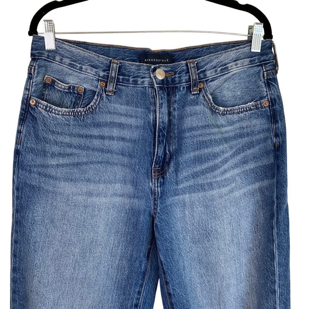 Aeropostale Sz 8 Skater Jeans Relaxed Wide Leg Distressed Ripped Knees Mid Wash - Picture 3 of 16